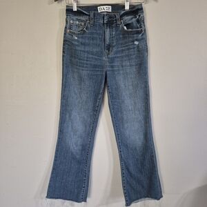 Daze Repreve High Waist Ankle Stretch Denim Destructed Jeans Size 28